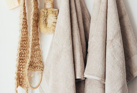 Sustainable Practices - Set of body care tools with towels on hanger