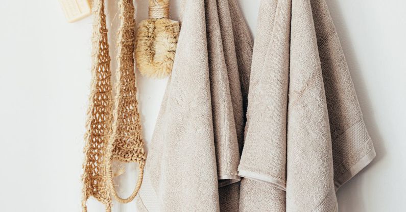 Sustainable Practices - Set of body care tools with towels on hanger