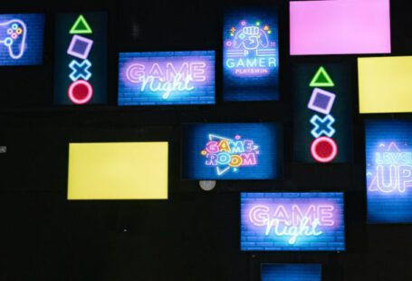 Gaming Industry - Lighted Screen Monitors Inside a Gaming Computer Shop
