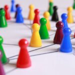 Teams - Close Up Photography of Yellow Green Red and Brown Plastic Cones on White Lined Surface